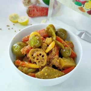 Mixed veg curry with lotus root & peppers